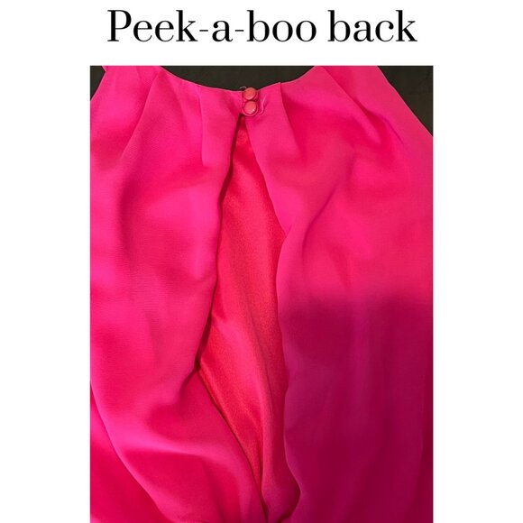 EUC Lush Pink Halter Dress with Back Keyhole, Sleeveless Flowy Style, Small EUC - Picture 3 of 9